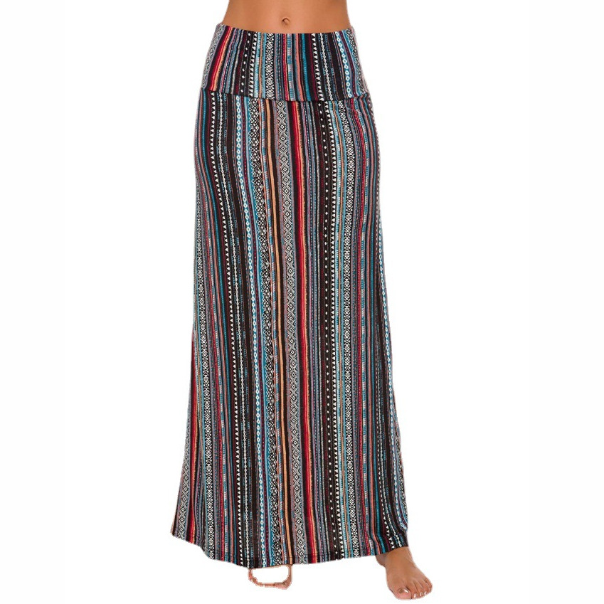 2022 Summer Women's Clothing Leopard Print High-Waisted Long Bohemian Flared A-Line Skirt For Women_voghion.com