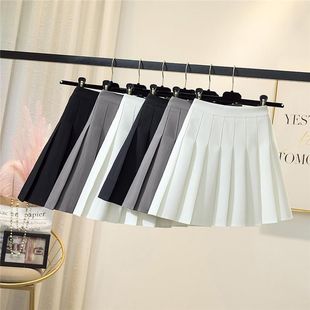 Gray Pleated Skirt Women's Skirt Black 2025 Spring New High Waist Slimming Look A-Line Spring & Fall Suit Jk Skirt