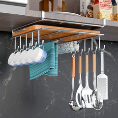 Kitchen stainless steel cabinet wall cabinet under hanging storage rack multi-layer pot lid rack hanging under layered chopping board paper towel holder