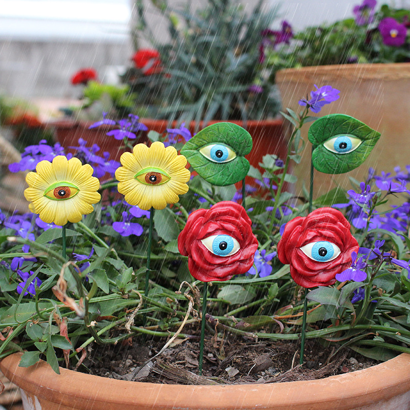  outdoor garden courtyard color simulation eye cover six flower arrangement pastoral resin plug-in decoration ornaments 