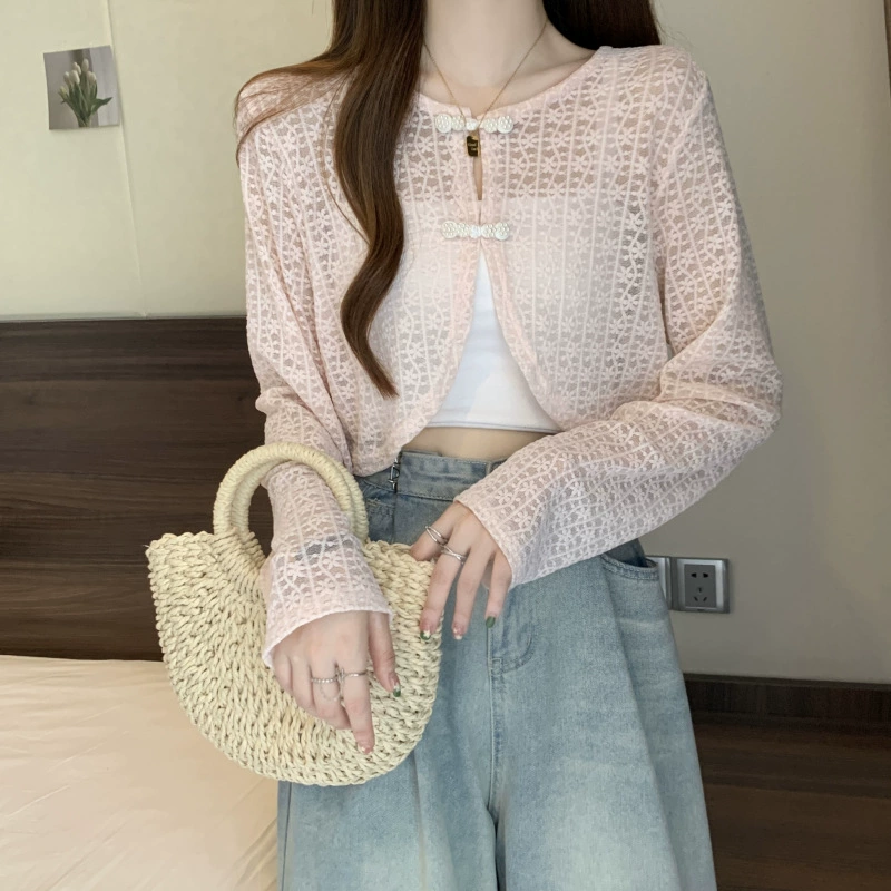 Лет cardigan, тонкая солнцезащитная одежда, с коротким рукавом, накидка, куртка