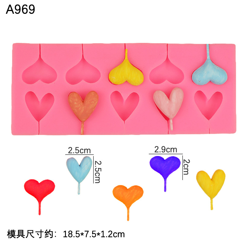 En forma de corazón Lollipop chocolate molde de silicona herramienta creativa para hornear fondant pastel de chocolate accesorios de decoración