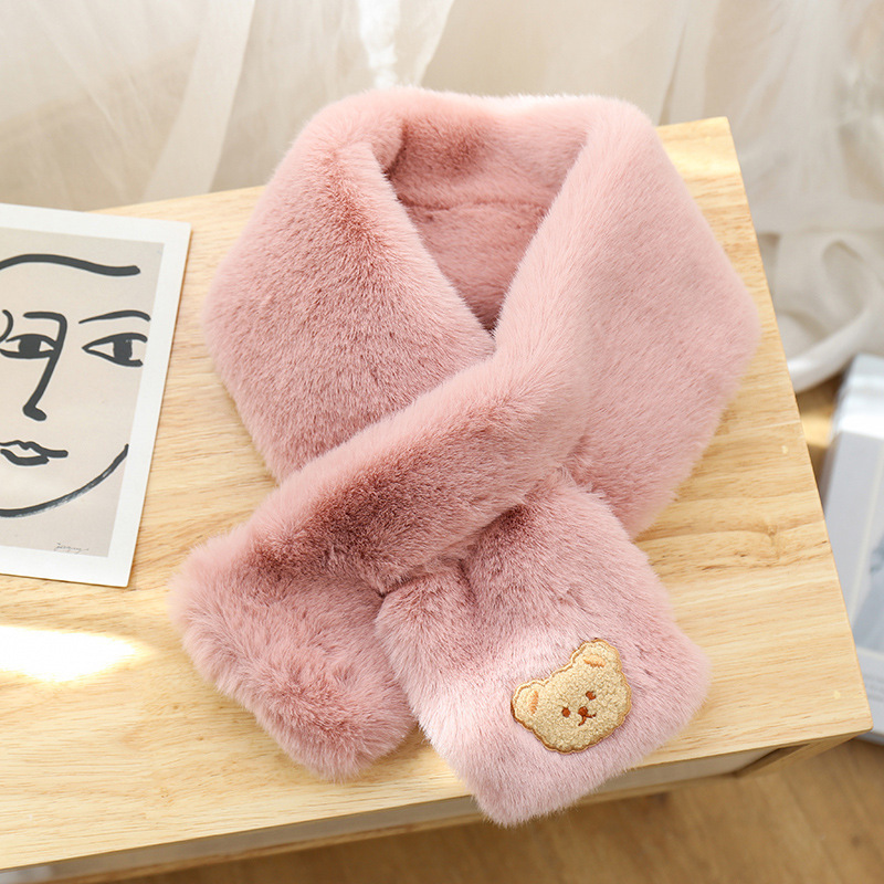 マフラーの女性秋冬の韓国版はかわいい保温のぬいぐるみの熊の2024冬の新型の白いファッションのマフラーの潮を合わせます。|undefined