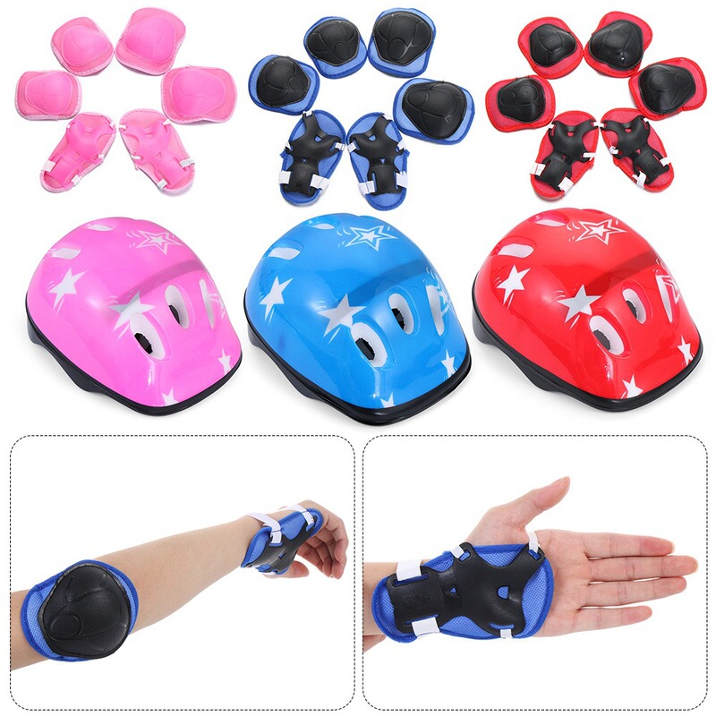 Children's Helmet Protective Gear, Roller Skates, 7-Piece Set, Helmet Set for Boys and Girls, Knee Pads, Elbow Pads, Wrist Pads