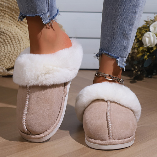 Women's Autumn/Winter Korean Style Fleece--lined Home Slippers with Hooded Design, Non-slip Indoor Home Slippers for Export and Cross-border Trade