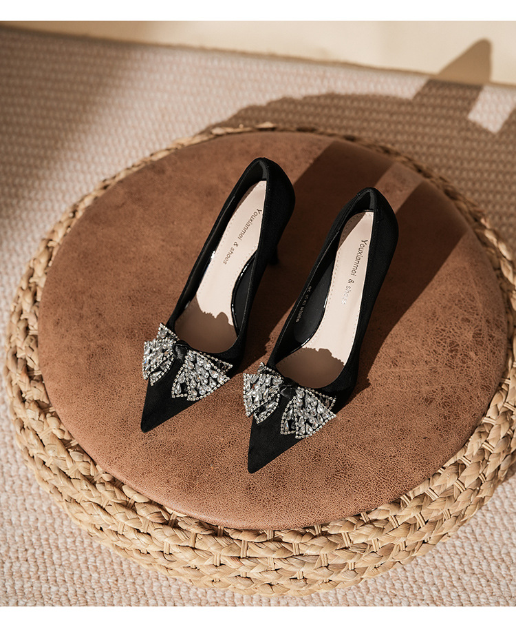 9888H-101 Wildleder-Schleifen-Strass-Schuhe – Hochzeitsschuhe, Alltagsschuhe, professionelle, vielseitige Schuhe für Arbeit, Bankett und festliche Anlässe_voghion.com