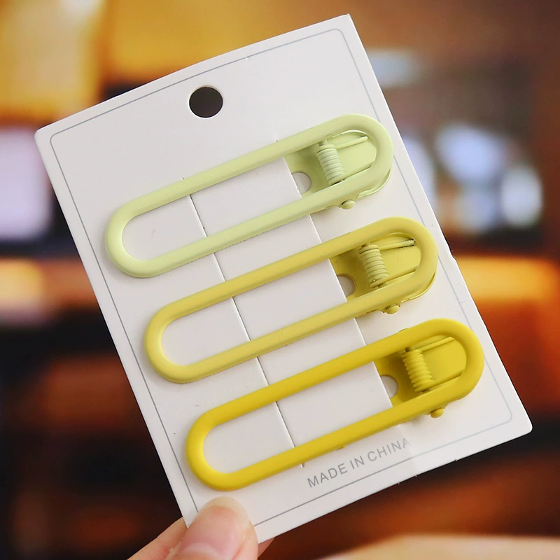 Universal matte hair accessory, rectangular hairgrip, set, bangs, Korean style