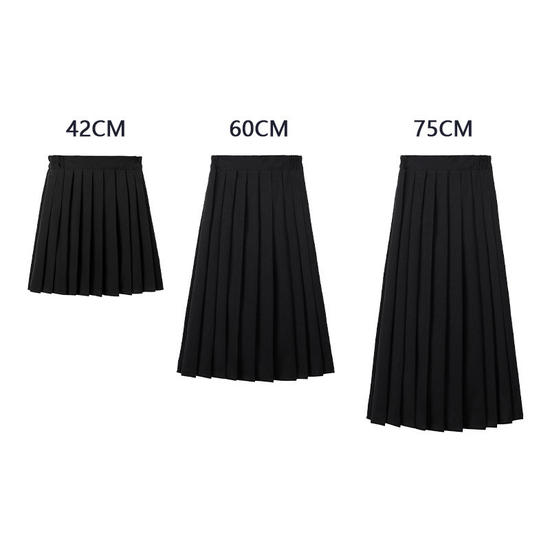 College Style Spring and Autumn Pleated Skirt Class Clothes suit Senior high school Students Elasto Waist Pleated Skirt School Uniform Long Skirt