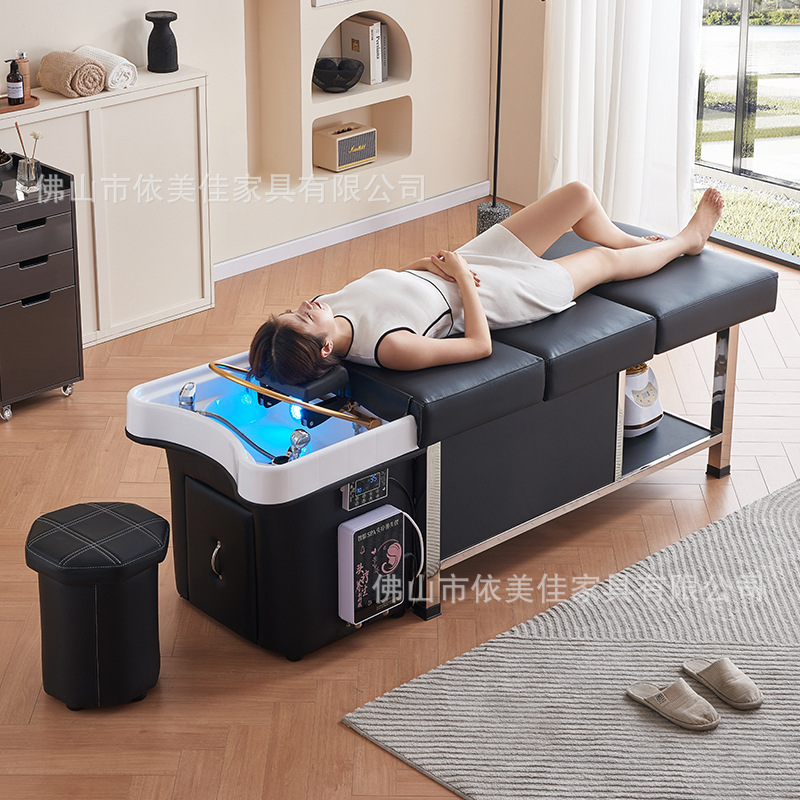 Tratamiento de cabeza de drenaje sin agua cama de champú peluquería salón de belleza almacenamiento de agua especial temperatura constante circulación de agua cama de masaje