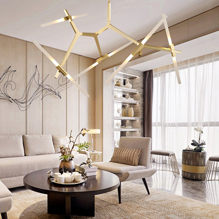 Post-modern Nordic Simple Atmospheric Creative Guest Restaurant Light Luxury Internet Celebrity Personalized Herringbone Branch Fork Industrial Style Chandelier