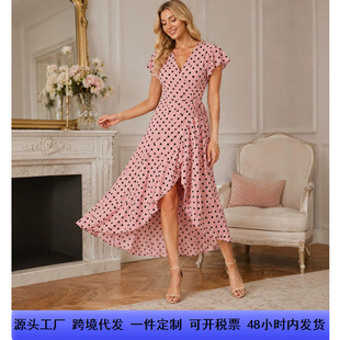 �羳SHINEŮʿ���cӡ��V�I���~���B��ȹŮPolka Dot Print Dress