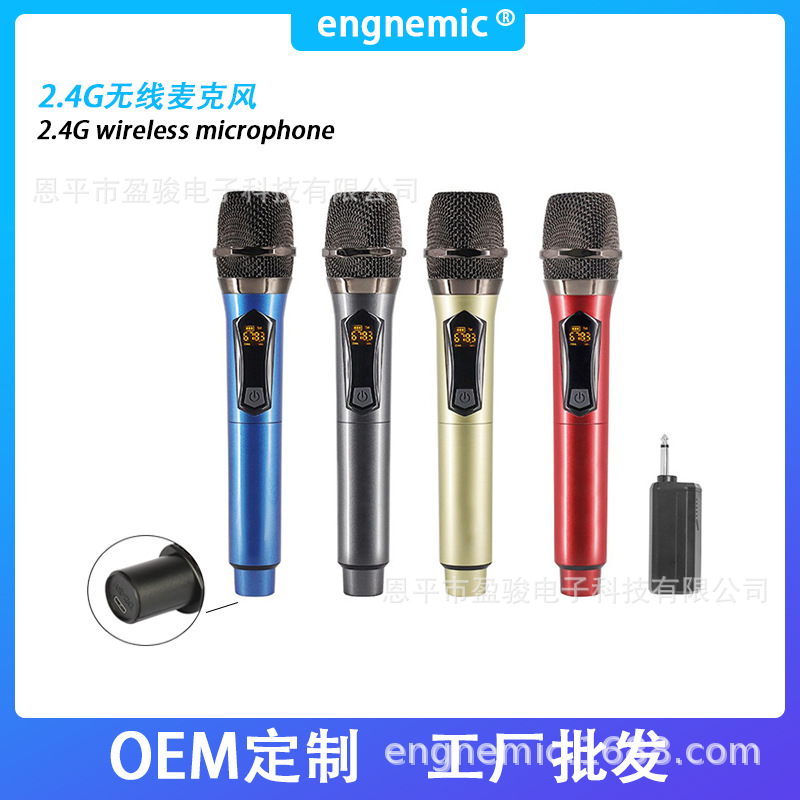2.4G无线麦克风k歌一拖二户外音响电视会议舞台声卡话筒蓝牙5.0