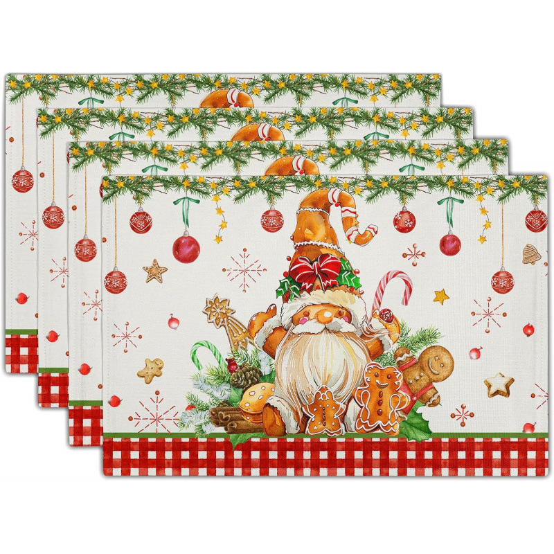 Amazonの新しいクリスマスリネンスクエアプレースマット、お祭りの雰囲気、パーティーレイアウト、テーブルクロス、美化コーヒーテーブルテーブルマット|undefined