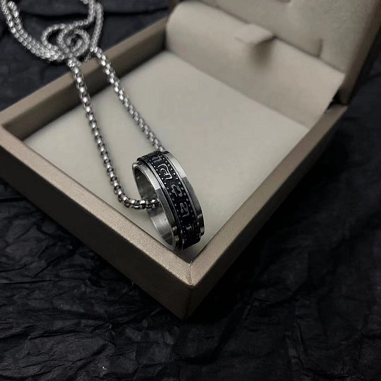 Fashionable versatile accessories, inspirational double-layer six character truth titanium steel ring, men's and women's_voghion.com