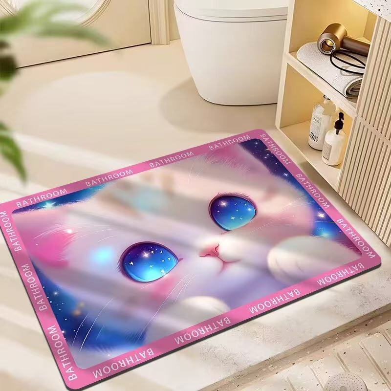 3D estereoscópico alfombra de suelo de baño inodoro puerta de absorción de agua alga de barro esterilla antideslizante inodoro doméstico puerta de entrada esterilla
