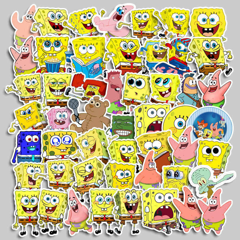 Cute Cartoon Spongebob Squarepants Graffiti Sticker Notebook Sticker Water Cup Waterproof Sticker Scooter Toy Hand Account Sticker