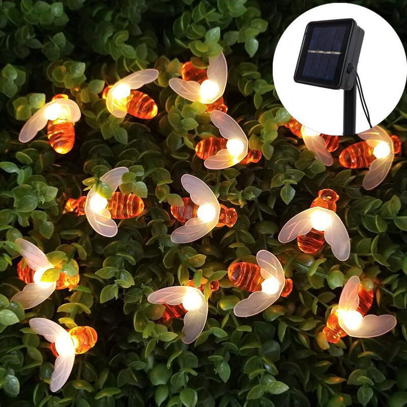 Amazon 50Led Solar Powered Little Bee Copper Wire String Lights Outdoor Lawn Garden Christmas Holiday Small Colorful String Lights