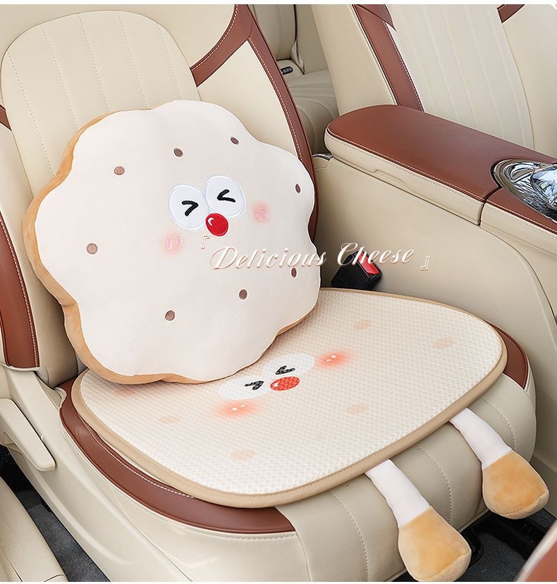 Car Headrest, Cute Pillow, Neck Pillow, Cartoon Toast Bread Biscuit, Car Lumbar Support Decoration, All Year Round