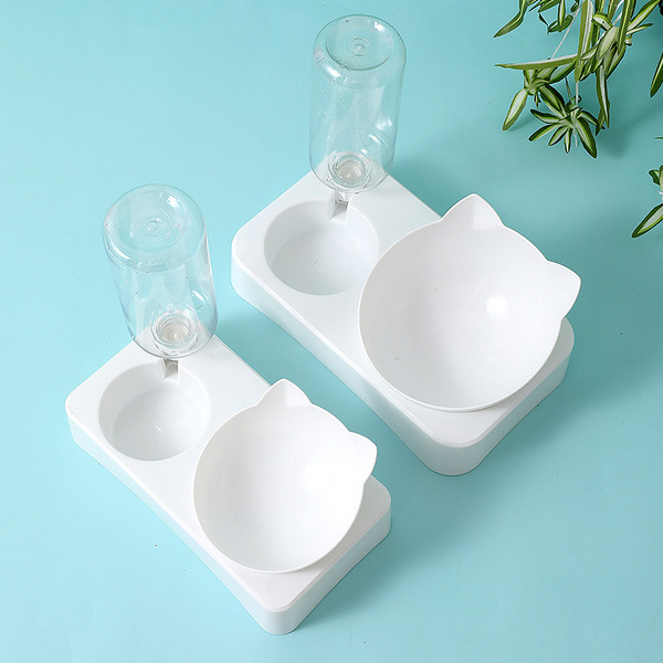 Box with drinking water bottle rectangular base cat double bowl can…