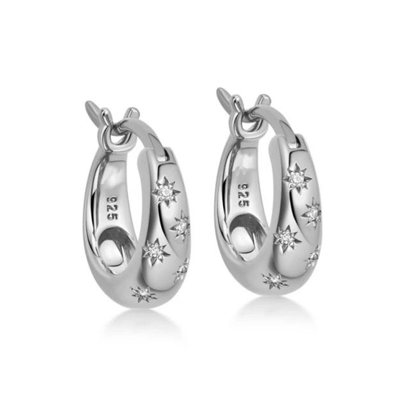 Earrings Classification 1 Pair 925 Sterling Silver 925 Sterling Silver Earrings Star Earrings