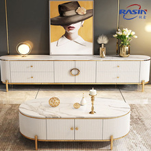 港式轻奢不锈钢极简多色茶几电视柜地柜小户型家用收纳柜子