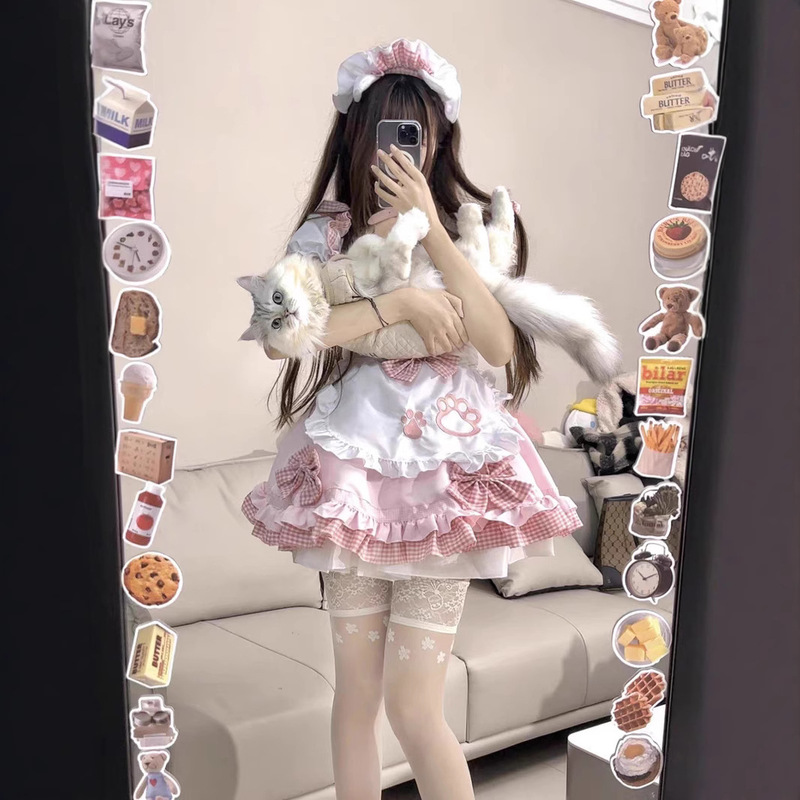 メイド服 cos かわいいメイド ソフトガール ガール 猫 二次元 ロリータ コスプレ衣装 itA ドレス|undefined