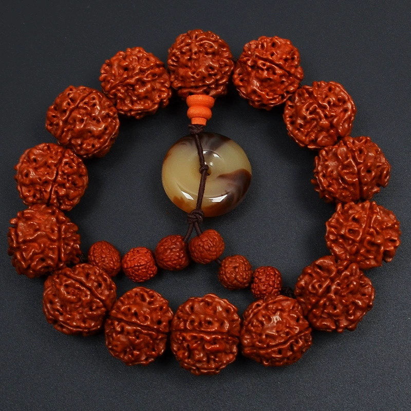 Bodhi Rosary Bracelet, Walnut Round Beads, Multiple Diameters 8–20 mm, Hand-Strung
