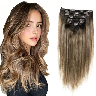 假发 真人发丝 120g卡子发 #2/6/18夹子发 human hair 跨境假发