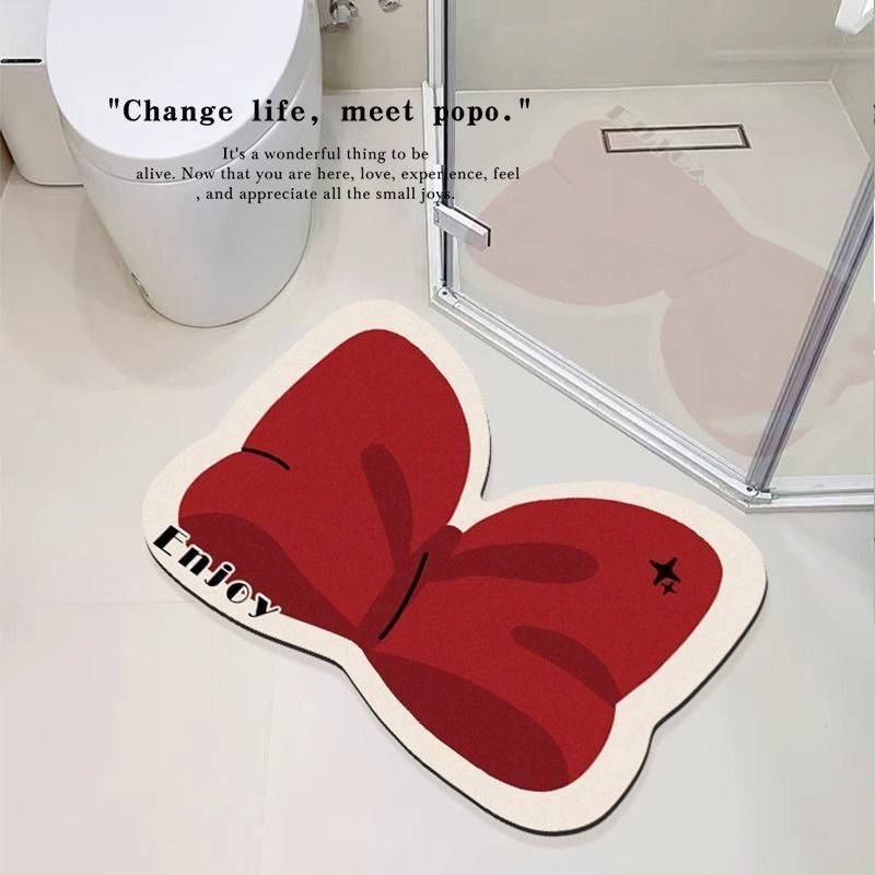 Fresh Style Bow Floor Mat Diatom Mud Water Absorbent Quick-drying Foot Mat Household Toilet Bathroom Door Mat for Hair
