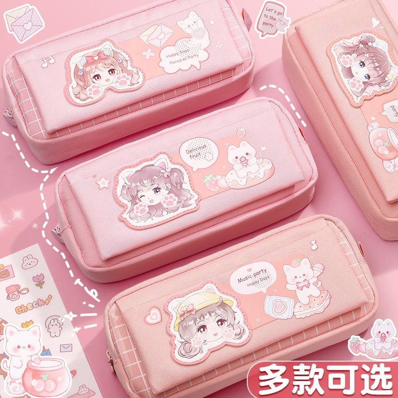 Bolsas de lápiz de niñas de escuela primaria de gran capacidad bolsas de papelería de niñas de secundaria secundaria de niñas bolsas de lápiz para niños de alto valor facial lienzo lienzo
