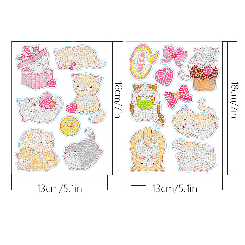 Venta caliente de dibujos animados conejo pegatinas de diamante pintura pegatinas gratis DIY ladrillo pintura pared pegatinas niños hecho a mano pegatinas diamante redondo