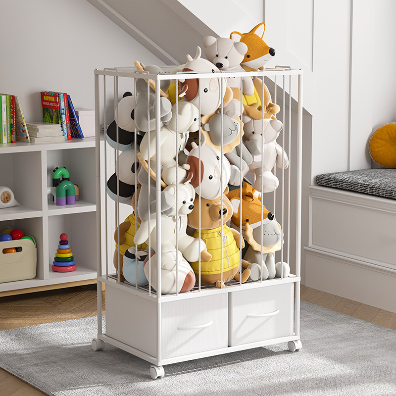 定制亚马逊铁艺毛绒玩具收纳架弹力绳金属收纳架大容量玩偶置物架