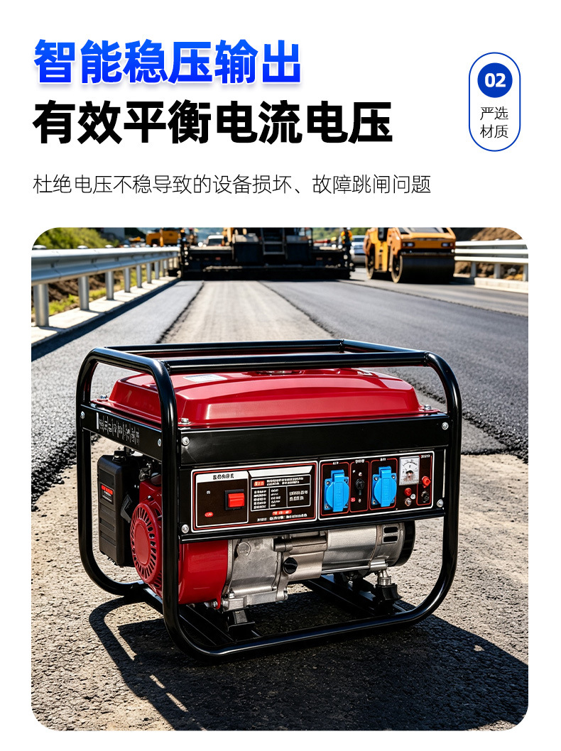 Portable gasoline generator, small-sized for home use, outdoor camping, silent, three-phase, 380v, high-power emergency power supply