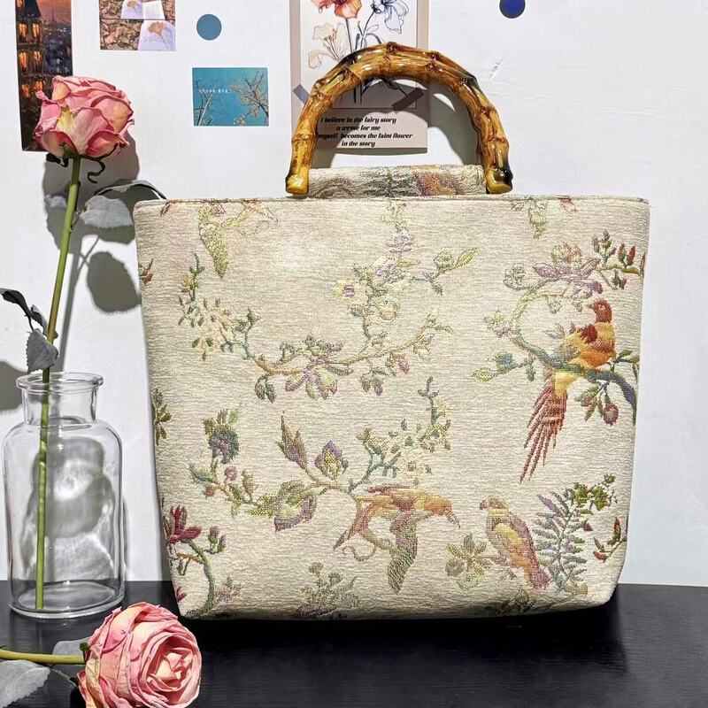 Chinese Style Bamboo Leaf Jacquard Han Dynasty New Chinoiserie Bag for Women 2024 New Antique Style Handbag Cheongsam Bamboo Handbag Chinese Style Bamboo Leaf Jacquard Han Dynasty New Chinoiserie Bag for Women 2024 New Antique Style Handbag Cheongsam Bamboo Handbag