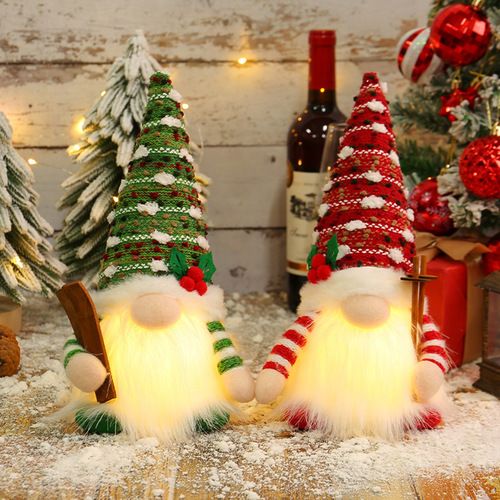 Christmas decoration with cross-border sparkling lights, Rudolph plush doll, Christmas glowing faceless gnome figurine
