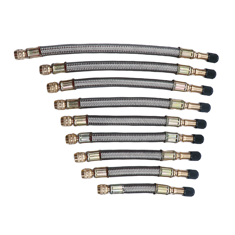 tubo de extensión de metal neumático boquilla de aire tubo de inflado neumático de acero inoxidable tubo de extensión de válvula trenzada