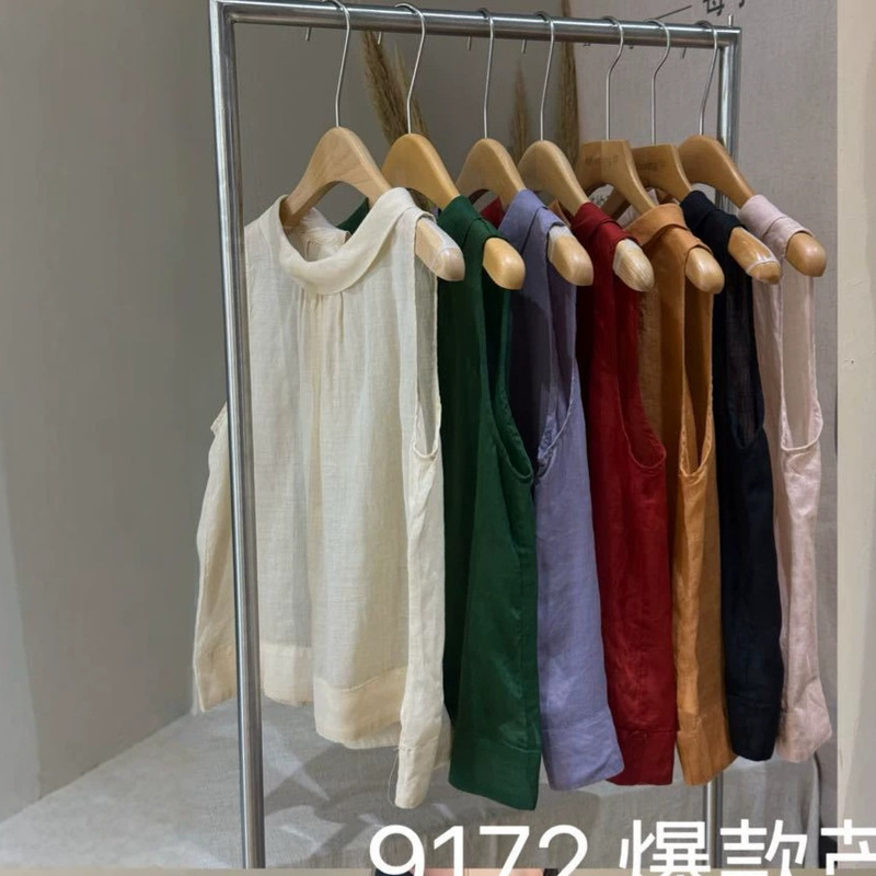 2026 Summer New Popular Ramie Blouse for Women, Multi-color Sleeveless Elegant Versatile Lightweight Ramie Blouse