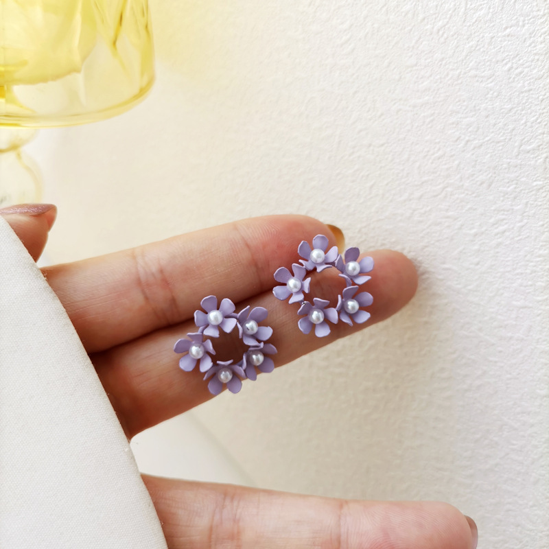 Purple earrings, silver 925 sample
