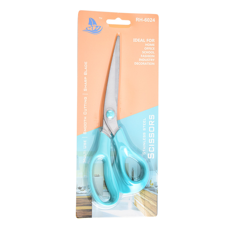 Tijeras de oficina de plástico al por mayor 12 tarjetas de papel de oficina de estudiantes de arte de acero inoxidable tijeras domésticas