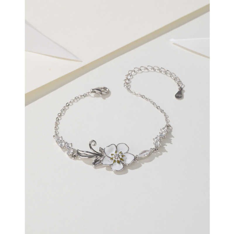 S925 plata esterlina Camelia pulsera de lujo ligero nicho exquisito diseño 2023 pulsera de la nueva muchacha