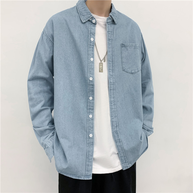 Camisas de vaqueros para hombres 2026 primavera y otoño nueva camisa de hombre coreana suelta chaqueta camisa casual para hombres escuela
