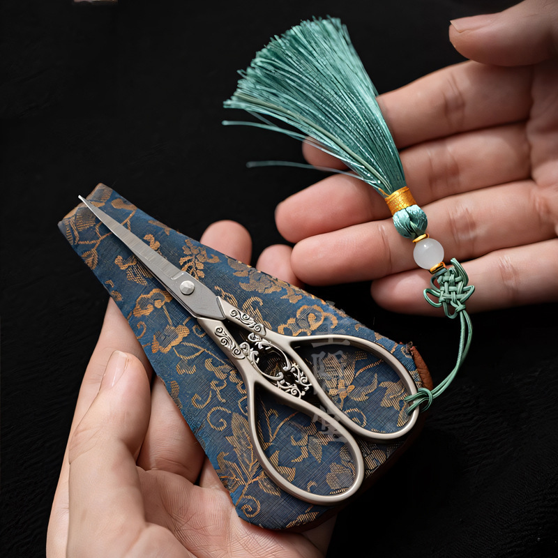 Vintage Titanium Tea Scissors Household Pu'er Tea Scissors Cutting Tea Bag Tea Bag Scissors Tea Art Tea Ceremony Zero Match