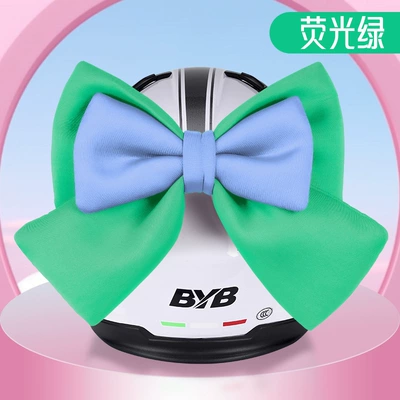 Sound-Making Girl Dreamy Senior: Dəbilqə (Kaska) aksesuarları - basic-style-fresh-green-blue-double-layer-oversized-bow