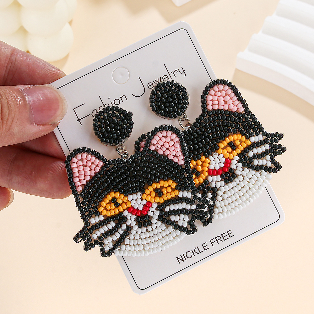 1 Pair Simple Style Dog Panda Amazing cat Alloy Plastic Resin Drop Earrings display picture 13