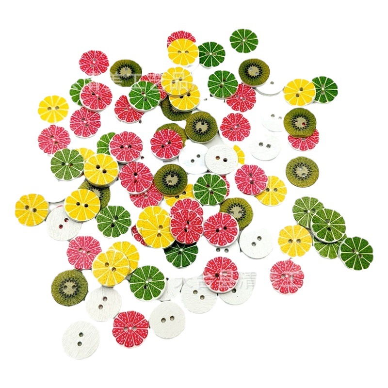 1,5/2/2,5 cm fondo blanco fruta botón redondo fruta vintage redondo pieza de madera botón 100 piezas un paquete