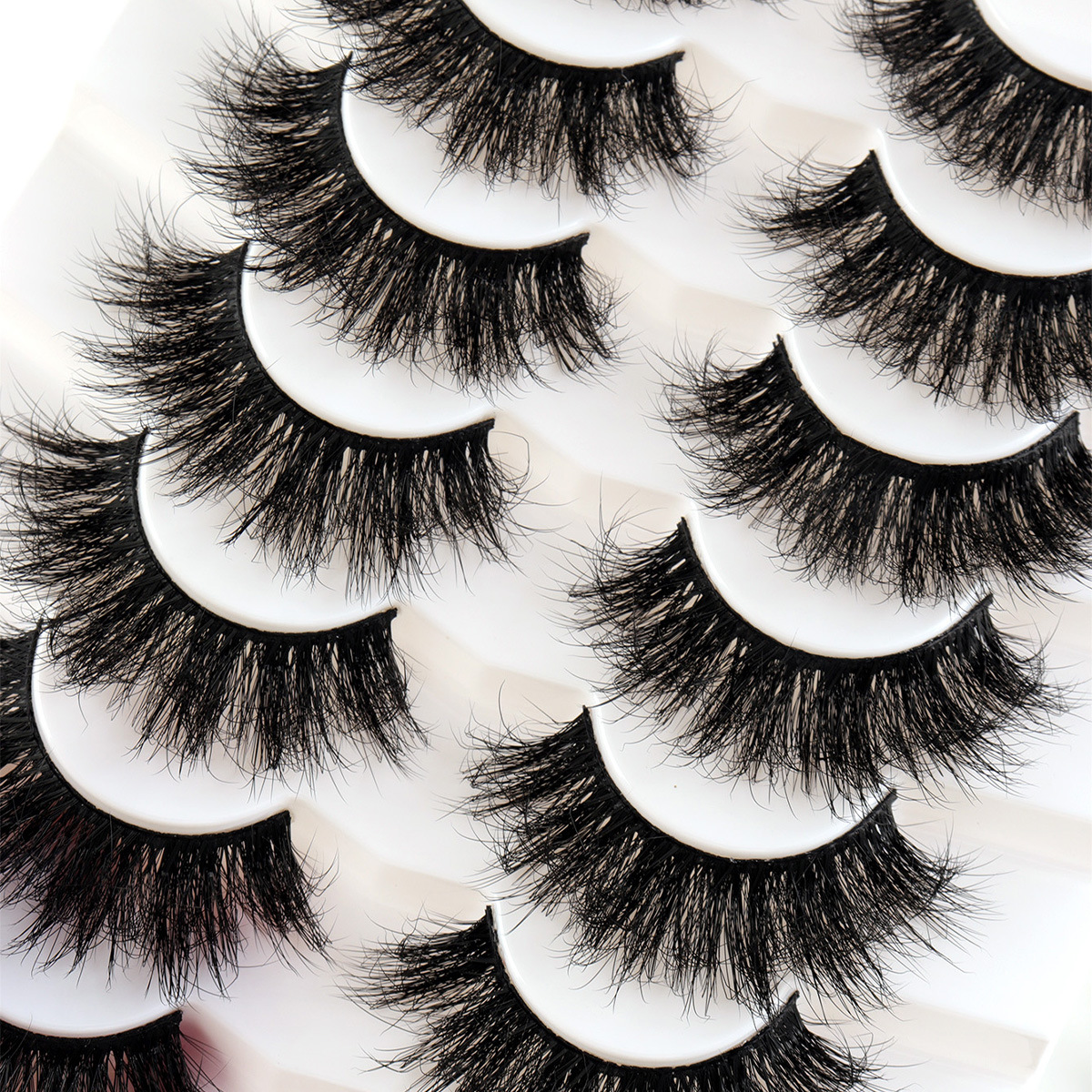 Europa y los Estados Unidos de comercio exterior venta caliente pestañas fritas pestañas falsas pestañas densas estereoscópicas al por mayor pestañas siete pares de pestañas