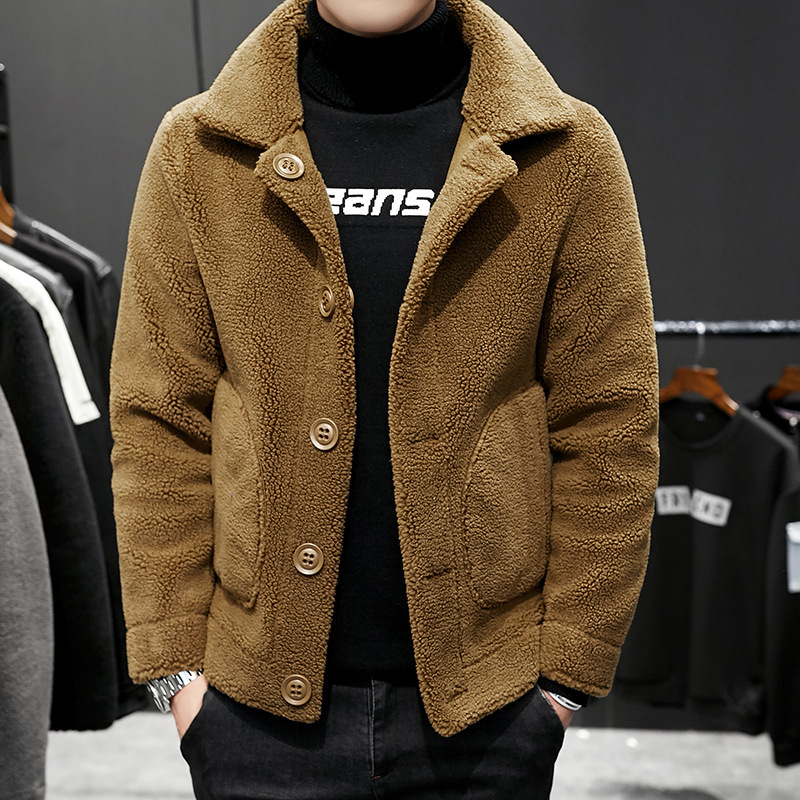 Winter Velvet Thickeneded Cotton Jacket Men's Imitation Lamb Wool Reversible Cotton Jacket Slim Imitation Fur One-Piece Jacket Winter Velvet Thickeneded Cotton Jacket Men's Imitation Lamb Wool Reversible Cotton Jacket Slim Imitation Fur One-Piece Jacket