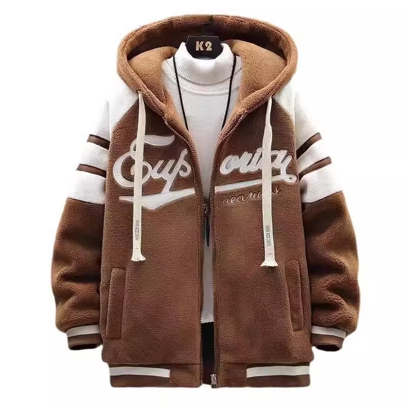 Herrenbekleidung Herbst und Winter Herren Lammfelljacke Marke hübsche Mittelschüler Lammfell Baumwolljacke Paar lässiger Pullover_voghion.com