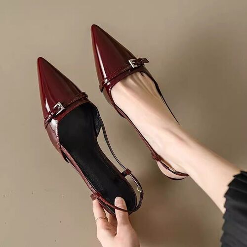 Autumn and winter new arrival: closed-toe, low-heeled shoes with shallow openings and French-style pointed toes—outdoor wear, high-heeled, Chanel-style single-layer shoes for women.