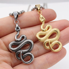P1260 歐美個性復古蛇男士鈦鋼吊墜項鍊 外貿飾品批發